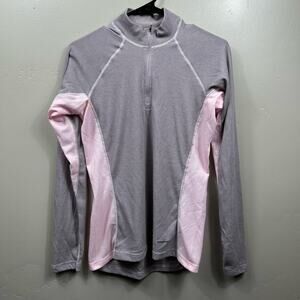 Patagonia Capilene Performance Base Layer 1/4 Zip Sweater Size Medium Pink Grey